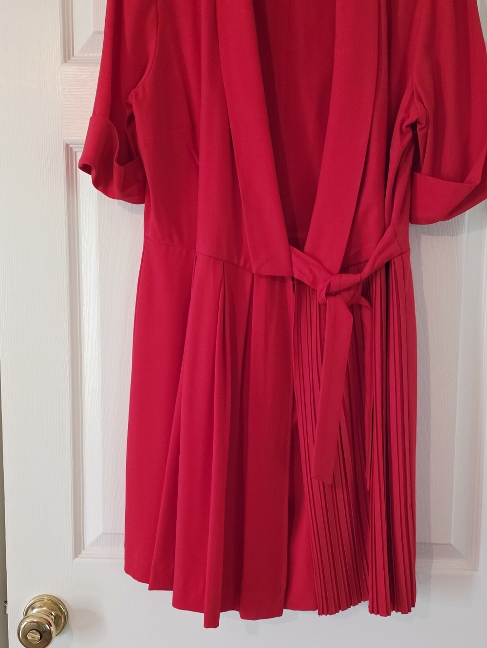 Alex Marie Red Pleated Wrap Rompet Dress - Picture 7 of 10